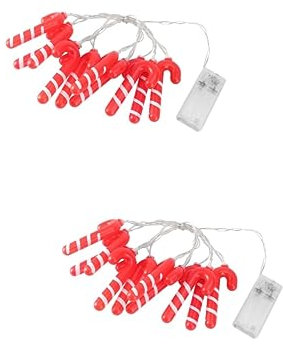 Warmhm 2stücke Kleine Weihnachts Lichterkette Mit Zuckerstangen Lampen Batteriebetrieben Für Weihnachtsbaum Garten Und Partydekoration