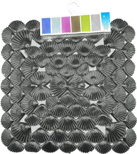 Tapis de douche antidérapant avec vent 100 % PVC plastique de qualité confortable, anti-moisissure, sécurité pour enfants et personnes âgées (noir, 50 x 50 cm)