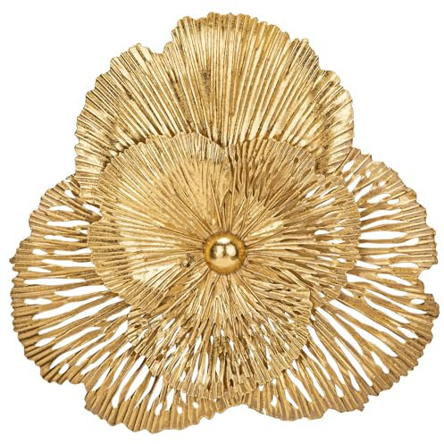 3er-Set Wandskulpturen Wandblume aus Metall Magnolie Wandschmuck Dekorationen 3D Metallbilder Modernes Antik-Finish für Haus Wohnzimmer Esszimmer Schlafzimmer Küche Korridor