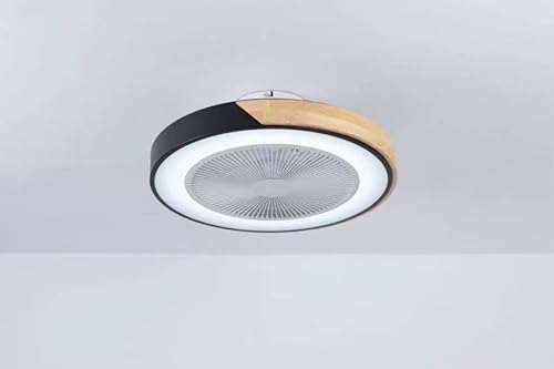 Depuley Leise Deckenventilator mit Beleuchtung und Fernbedienung: Lampe mit Ventilator und APP für Wohnzimmer Esszimmer Schwarz und Holz - LED Deckenlampe mit Ventilator Decke - Dimmbar Deckenleuchte