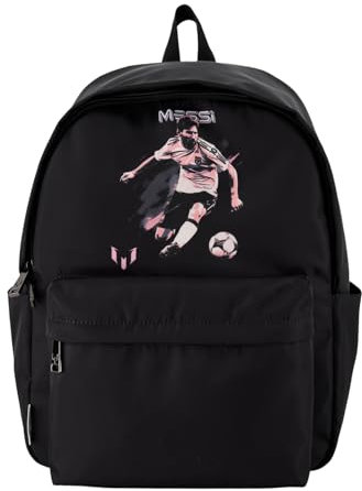 Messi Damen Lifestyle Backpack, Bookbag with Pockets & Adjustable Straps Rucksack, Schwarz, Einheitsgröße