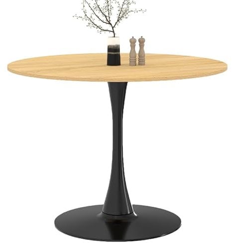 IDMarket - Table à Manger Ronde Dalia 4 Personnes Pieds Tulipe Bois et Noir 100 cm