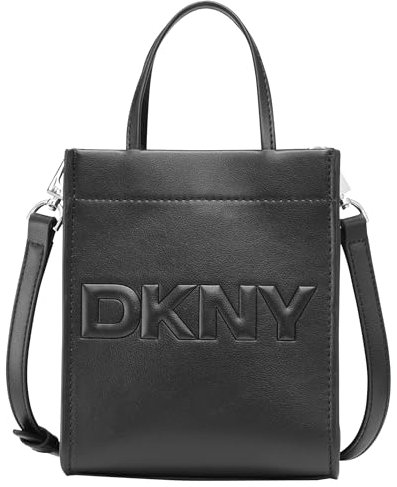 DKNY Women's Carter MINI Tote Crossbody Handbag, Black/Silver