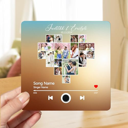 Personalised Music Fridge Magnets Can Play Songs Gifts,Custom Photo Music Fridge Magnet Song Album Cover, Plays Music Refrigerator Magnet,Christmas Valentine's Day Music Fridge Magnets (style10)