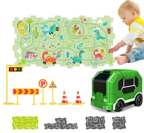 Puzzles & Track-Kombo, Puzzle-Track-Spielset – Lern-Puzzle | Puzzle Rail Car Track Puzzle für Kinder ab 3 Jahren, Fantasie-Spiel für und Mädchen