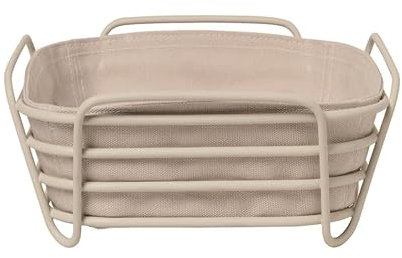 Blomus Delara Bread Basket, Small, Nomad Colour, Modern Bread Basket with Cotton Insert, Ideal for Buns and Pastries, Stylish Design in Beige, Washable, 21 x 21 x 9.2 cm