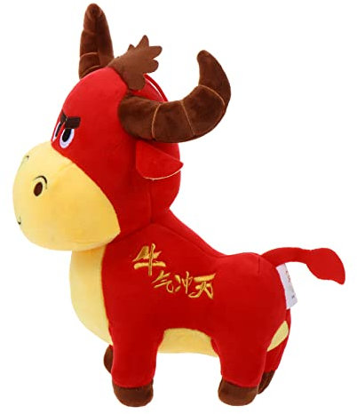SOLUSTRE 1 Stück Kalb Puppe pummeluff Kuscheltier beschwertes Kuscheltier Kuh plüschtier Kuh Kuscheliges Kreativer Schmuck Puppenornament Puppe in Wadenform Flanell rot
