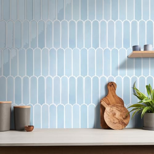 COMSTICKC Più Spessa Piastrelle Adesive Cucina Blu, 10 Pezzi 30,5 x 30,5 cm, Adesivi per Piastrelle Bagno, Murali 3D Autoadesivo Cucina Decorativi, Impermeabili, 2,5 mm Spessore