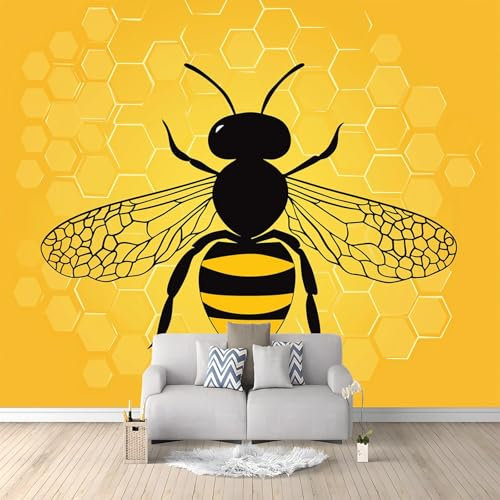WHUOEUCO Fototapete Wandbild Wespe Waben 300x210 cm 3D Vlies Foto Tapete Moderne Wandtapete, für Schlafzimmer, Kinderzimmer, Küche, Esszimmer Deko Motivtapete