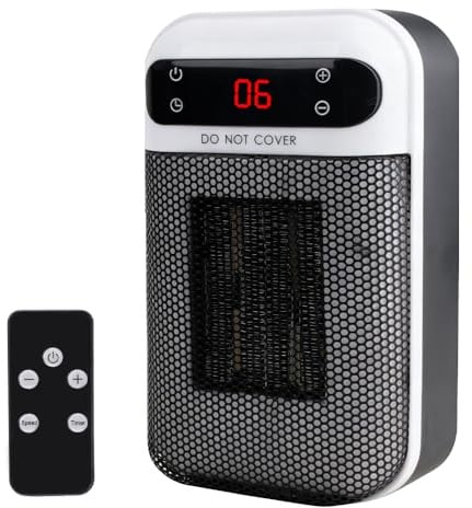 SGZIOO 500W Mini Heizlüfter Steckdose für Badezimmer Schlafzimmer Büro,Weiß | mit Fernbedienung, 12H Timer überhitzungsschutz, Steckdosenheizung Energiesparend, Steckdosen Heizlüfter, Steckdosen Heizung