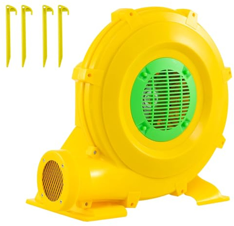 RELAX4LIFE 750W Gebläse Hüpfburg, Luftgebläse mit Praktischem Griff und 4 Erdspießen, Leistung 1780 Pa, Kapazität 1250 m³/h, Elektrische Gebläse für Hüpfburgen, Wasserrutschen, Gelb