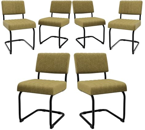 Cavabien Küchenstühle, Stuhl Esszimmer Schwingstuhl mit Metallrahmen, Moderne Stühle Esszimmer Körniges Vlies für Esszimmer Schlafzimmer (8, Braun)