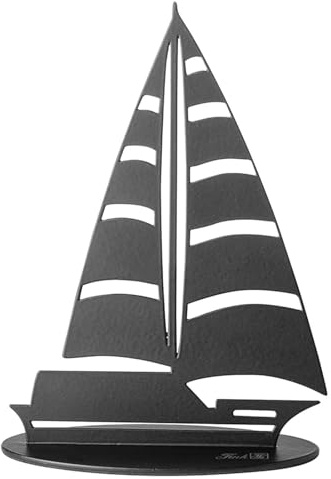 Fink Deko Segelboot-Skulptur 15 cm aus Eisen - Maritime Dekoration in Schwarz mit Matter Oberfläche zum Aufstellen für Regal, Sideboard und im Wohnbereich