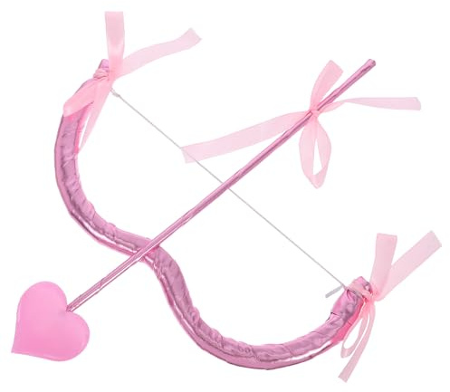 MOBUTOFU Herzförmiger Bogen und Pfeil als Leichtes Kostümaccessoire für Valentinstag Cosplay Party mit Rosa Stoff und Kunststoff für Erwachsene