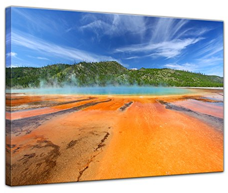 Bilderdepot24 Wandbild - Grand Prismatic Spring - Yellowstone - Bild auf Leinwand 60 x 50 cm - Leinwandbilder Bilder als Leinwanddruck Landschaften Amerika - Yellowstone Park