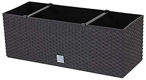Jardinera rectangular 17 litros con autorriego color chocolate 52x20x19cm