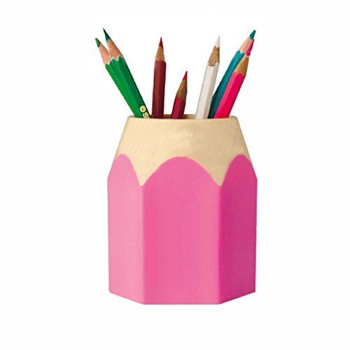 1pc Pen Holder Pencil Shaped Dual-Use Brush Pot Plastic Removable Students Creative Colorful Pink Pen Case Office School Supplies Bobury