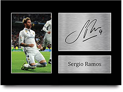 HWC Trading Sergio Ramos A4 Ungerahmt Signiert Gedruckt Autogramme Bild Druck-Fotoanzeige Geschenk Für Real Madrid Fußball Fans