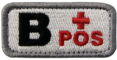 Taktisch Typ B positiv Blutgruppe Emblem Bestickter Aufnäher mit Haken- und Flauschbänder, Rot schwarz