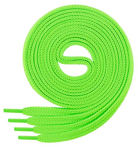Di Ficchiano 1 Paar SCHNÜRSENKEL neongrün flach 7mm breit für Sneaker Sportschuhe Lederschuhe - flache Schuhbänder sehr reißfest - Shoe Laces Farbe: neongrün 70cm