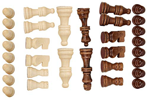 32PCS Wooden International Chess Pieces with No Board, Portable International Chess Pieces Tournament Staunton Chess Pieces Entertainment Board Game Set