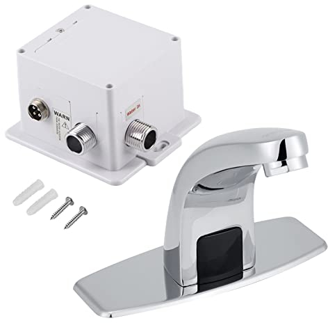 Duokon Miscelatore Automatico Rubinetto ad Infrarossi, Sensore per Lavandino Bagno, Rubinetti per Lavabo, Installa una batteria, Cromo, Moderno Classico