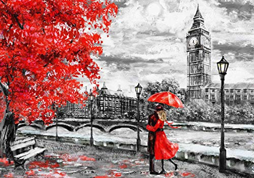 wandmotiv24 Fototapete Gemälde Pärchen in London, M 250 x 175 cm - 5 Teile, Wanddeko, Wandbild, Wandtapete, Kunst Abstrakt M5982