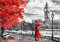 wandmotiv24 Fototapete Gemälde Pärchen in London, M 250 x 175 cm - 5 Teile, Wanddeko, Wandbild, Wandtapete, Kunst Abstrakt M5982