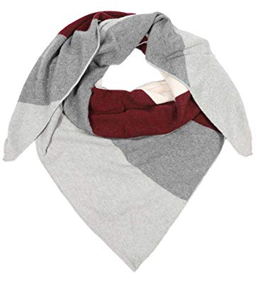 Cashmere Dreams Dreieckstuch mit Kaschmir - Hochwertiger Schal mit Streifen für Damen Jungen und Mädchen - XXL Hals-Tuch und Damenschal - Strick-Waren für Sommer und Winter Zwillingsherz - wein