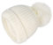LANGZHEN Winter Warm Gestrickte Baby Hüte für Mädchen Pom Pom Kind Kleinkind Jungen Beanies Cap mit Fleece Futter (große Pom Pom Weiß, 46-48CM)