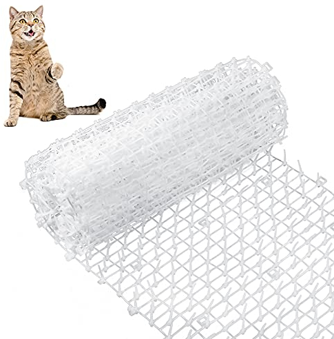 Mat with Spikes Prickle Strips for Cats Dogs Spiked Mat Network Digging Stopper for Garden Fence Outdoor Indoor Keep Pet Dog Cat Off Couch Furniture(White, 79 x 12 Inch)