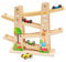 Jouets en Bois Rampe de Course Voiture Garage | Toboggan de Voiture Zig Zag | Piste de Course en Bois avec 4 Voitures Jouets Cadeaux d'anniversaire pour Tout-Petits Garçon(Forest)