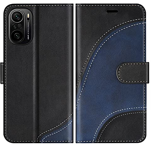 BoxTii Cover per Xiaomi Poco F3 / Xiaomi Mi 11i / Redmi K40 / Redmi K40 PRO, Custodia in PU Pelle Portafoglio per Xiaomi Poco F3 / Xiaomi Mi 11i, Magnetica Cover a Libro con Slot per Schede, Nero