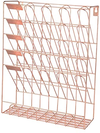 Baoblaze Wandhalterung Schreibtisch Organizer mit Fächern, Mesh Eisen Supplies Zubehör, Zeitschriften Notizblöcke Aufbewahrungsset für Frauen, Roségold