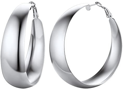 FindChic Orecchini a cerchio in oro da donna all'ingrosso in acciaio inossidabile, a forma di chiodo per ragazza, grande cerchio, anello 40/60 mm, gioielli regalo per San Valentino, ragazza,