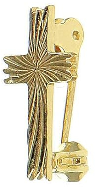 Holyart Kreuz Brosche vergoldet und gerändelt Silb. 925