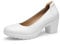 DREAM PAIRS Womens Edena Chunky Closed Toe Low Block Heels Work Pumps Comfortable Round Toe Dress Wedding Shoes SDPU2230W,Size 6,White,SDPU2230W