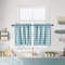 Cortinas de café a cuadros de color verde azulado y blanco de 76 cm de largo, cortinas de cocina de media ventana a cuadros de búfalo azul oscuro, cortina de nivel corto con bolsillo para barra para