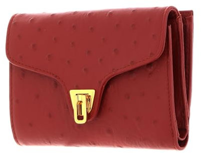 Coccinelle Leder Geldbörse Beat Ostrich Wallet Acero dunkelrot