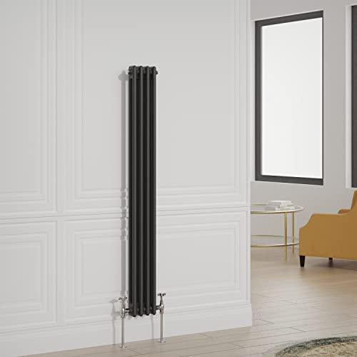 Warmehaus Radiateur traditionnel double colonne en fonte style vertical Noir 1500 x 200 mm