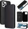 Jeelar ESONG Carbon Fibre Phone Case for iPhone 14 Pro Max, with Magnetic Closure and ID Card Holder Slot case,Scratch-Resistant Carbon Fibre PC + Shockproof TPU + Free Stand - Black