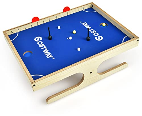 COSTWAY 45 x 33,5cm Magnetspiel Holz für 2 Spieler, mit 2 magnetischen Griffen, Spieltisch Mini inkl. 2 Bälle