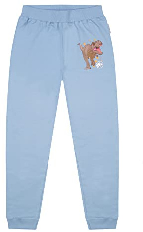 ONOMATO! Jurassic World Dino Jungen Jogginghose, Kinder Trainingshose aus 100% Baumwolle, Dinosaurier Sporthose mit Gummibund & Taschen, Offizielles Lizenzprodukt, Hell-Blau, Größe 98 bis 152