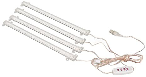 Grow Light Four Heads, Full Spectrum LED Grow Light, Adjustable Brightness, Supports 8H, 12H and 16H Timer Function, USB Plug, Strip Growing Lamp for Succulent, Potted Plant(Red & Blue)