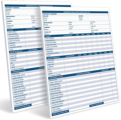 Global Printed Products Immobilien-Transaktionsprotokoll, 21,6 x 27,9 cm, 50 Blatt/Block, 2 Stück