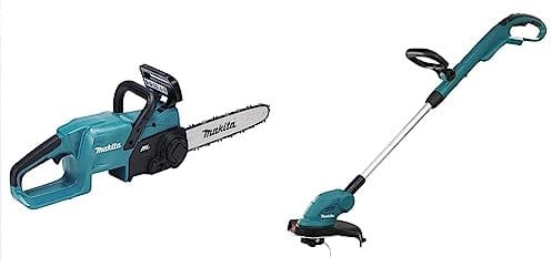 Makita DUC307ZX2 Akku-Kettensäge 18V (ohne Akku, ohne Ladegerät), Schwarz/Petrol & DUR181Z Akku-Rasentrimmer (18 V, ohne Akku, ohne Ladegerät) DUR181Z
