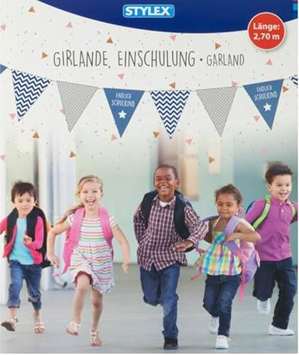 Stylex 14264 Fahnengirlande, Einschulung, 2,7 m Schulanfang (blau)