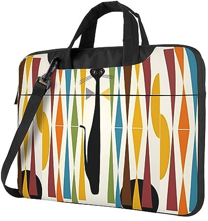 Mid-Century - Borsa per computer portatile, ultra sottile, impermeabile, con tracolla e manico, per viaggi di lavoro quotidiani, Nero , 40 cm