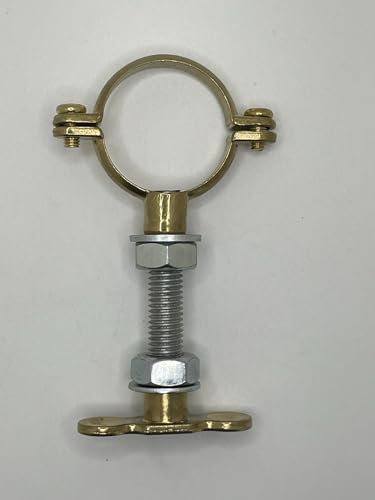 Brass 15mm Munsen Ring with Steel Threaded Rod, Brass Backplate & Nuts+Washers - TNJ PIPE CLIPS® (Rod Length 60mm)
