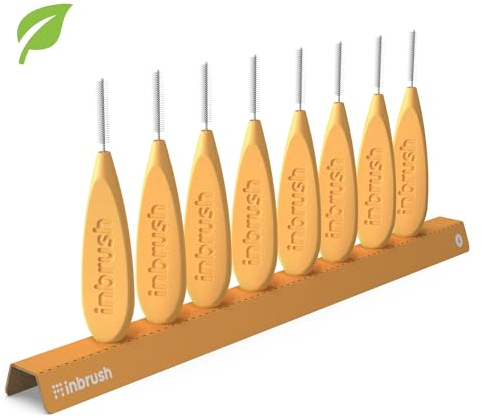 inbrush Premium Interdental Brushes ISO Size 4 (0.7 mm) Pack of 8 with Practical Stand for Wider Interdental Spaces